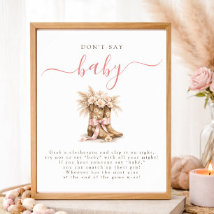 Poster Cowgirl Coquette Arc-en-ciel Baby Shower Ne dites 