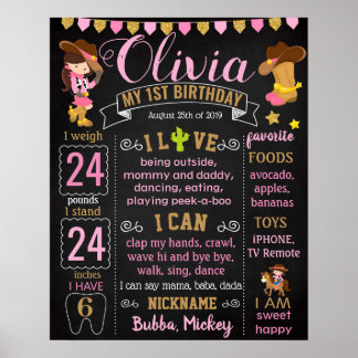Poster CowGirl Cow Girl Cowboy Wild West Signal d'anniver