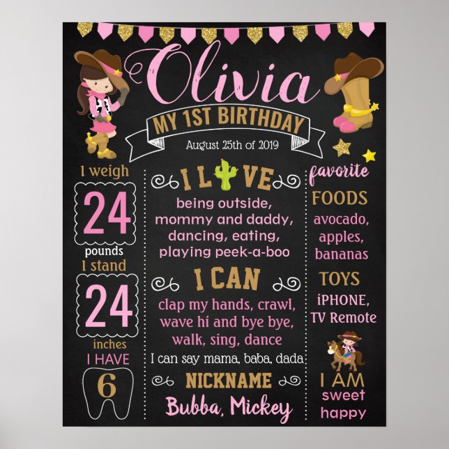 Poster CowGirl Cow Girl Cowboy Wild West Signal d'anniver (Devant)