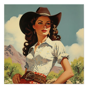 Poster Cowgirl Dreams and Elegance : Wild West Whispers