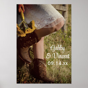 Poster Cowgirl et Sunflowers Country Mariage