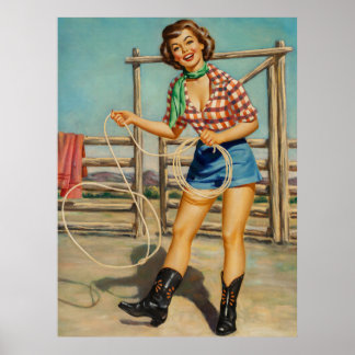 Poster Cowgirl Pinup Art Vintage