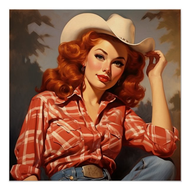 Poster Cowgirl Reverie in Style : Wild West Whispers (Devant)