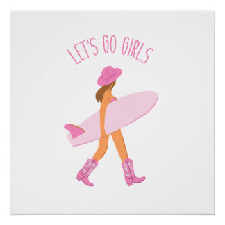 Poster Cowgirl Surfer Print