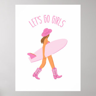 Poster Cowgirl Surfer Print