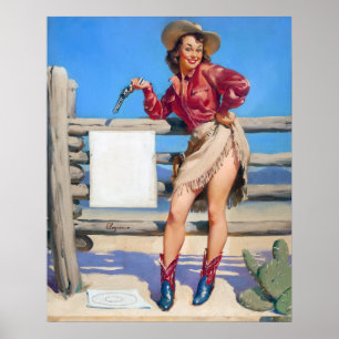Poster Cowgirl Target Exercice Pince Up