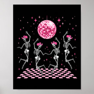 Poster Cowgirl Western Dansant Danseuse Skeletons Et Disc