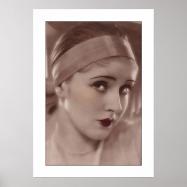Poster coy deco woman with headband (Devant)