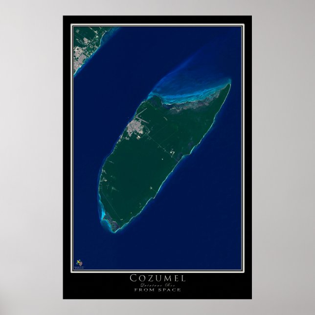 Poster Cozumel Mexique De L'Art Spatial Satellite (Devant)