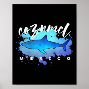 Poster Cozumel Mexique Requin Scu Plongeur Vacances de pr