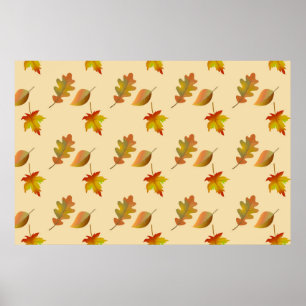 Poster Cozy autumn maple leaves oak leaves