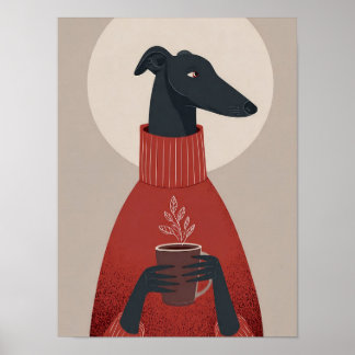 Poster Cozy Dog Art – Mug & Steam