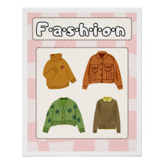 Poster Cozy Fashion Illustration Aesthetic | Cute