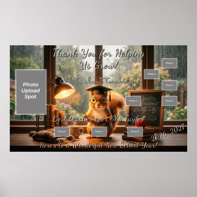Poster Cozy Rainy Day Squirrel Teacher Appreciation (Devant)