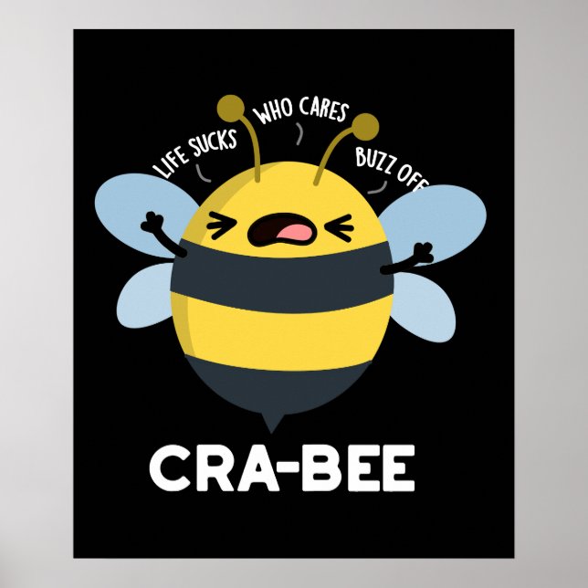 Poster Cra-bee Funny Crabby Bee Pun Dark BG (Devant)