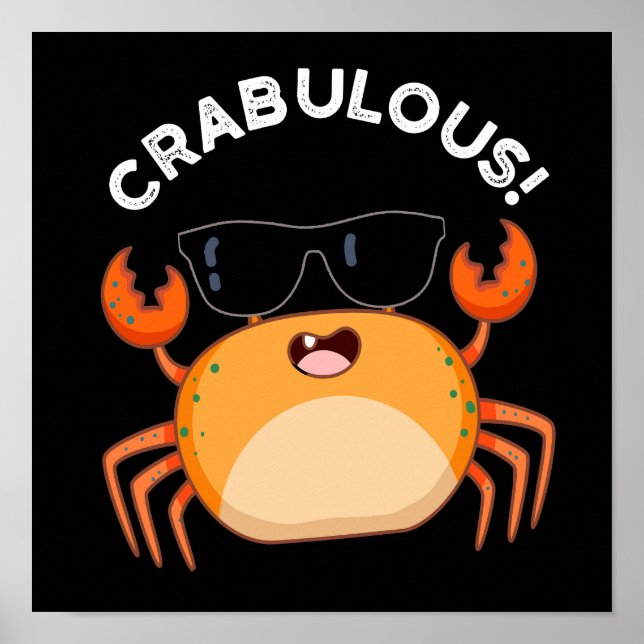 Poster Crabe Funny Crabe Pun Dark BG (Devant)