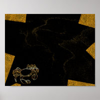Crabe noir et or Art tropical imprimable