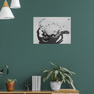 Poster Crabe océanique Monochrome Noir Et Blanc