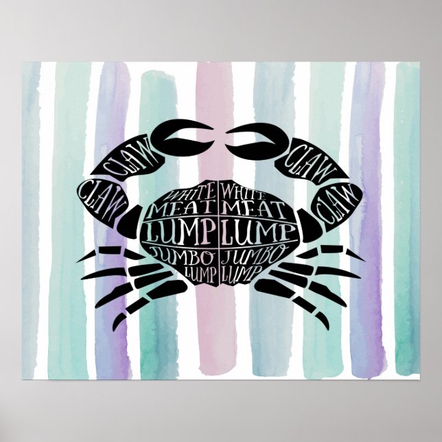 Poster Crabe poissonnier pêcheur charcuterie découpe art (Devant)