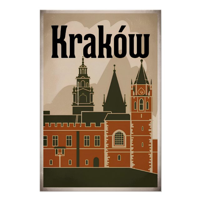 Poster Cracovie Pologne vintage (Devant)