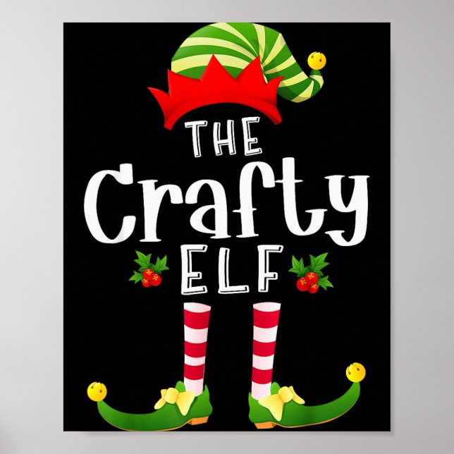 Poster Crafty Christmas Elf Matching Pajama X-mas Party  (Devant)
