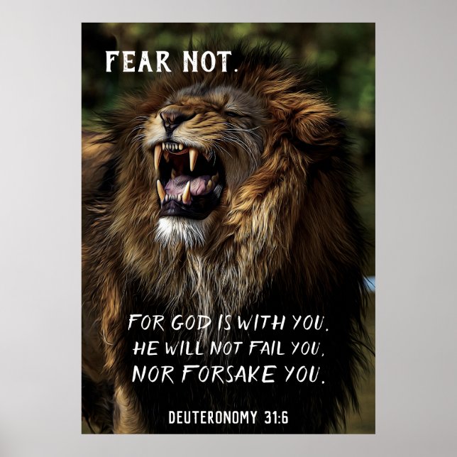 Poster Crainte non Lion ruiner la Bible chrétienne Verse (Devant)
