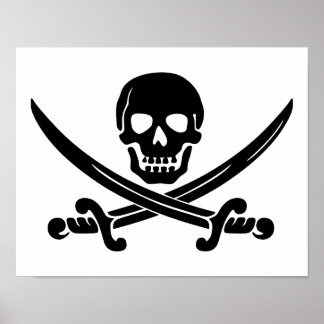 Poster crâne-307778 épées de crâne croisées couche noire 