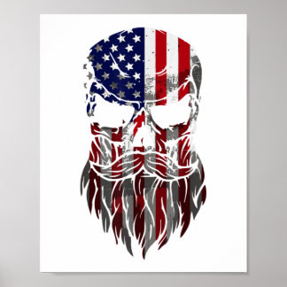 Poster Crâne à la barbe américaine