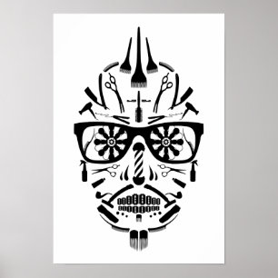 Poster crâne à sucre de barbershop