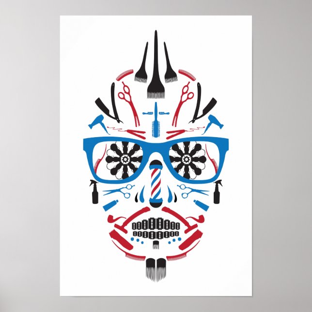Poster crâne à sucre de barbershop (Devant)