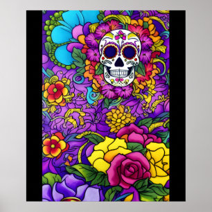 Poster Crâne à sucre - Día de los Muertos Delight