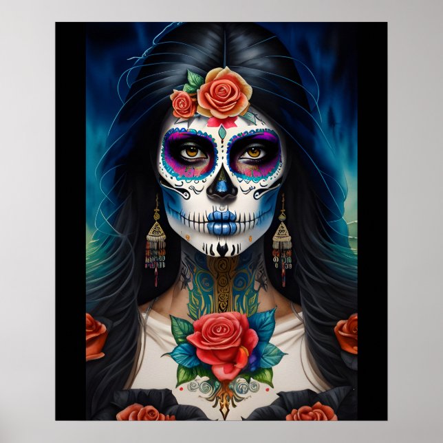Poster Crâne à sucre - Embrasser Dia de los Muertos (Devant)