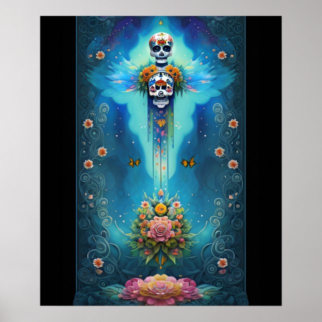 Poster Crâne à sucre Esprit Art-Festif Dia de los Muertos (Devant)