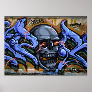 Poster Crâne affreux aux yeux brûlants