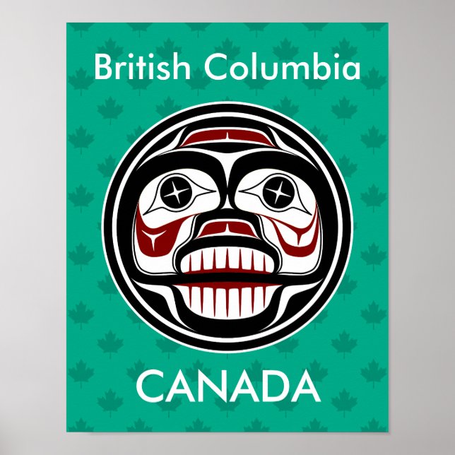 Poster Crâne amérindien rouge noir de pleurs (Devant)