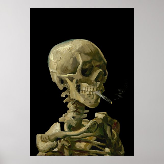 Poster Crâne avec cigarette brûlante par Vincent van Gogh (Devant)