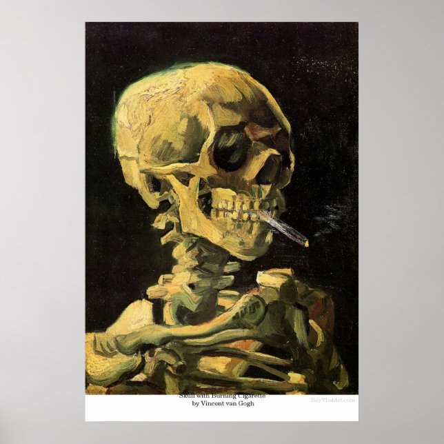 Poster Crâne avec cigarette brûlante par Vincent van Gogh (Devant)