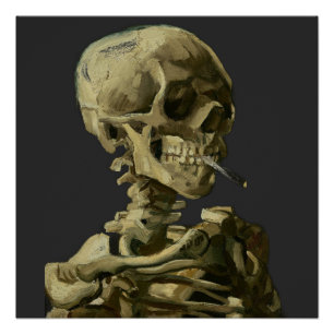 Poster Crâne avec cigarette par Van Gogh