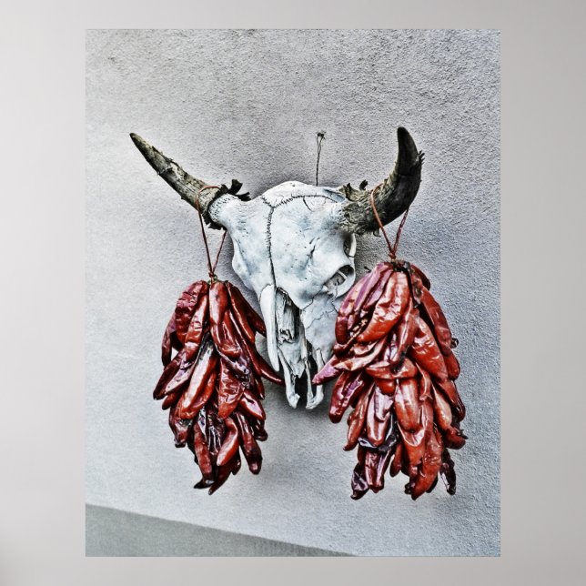 Poster crâne avec Ristras (Devant)