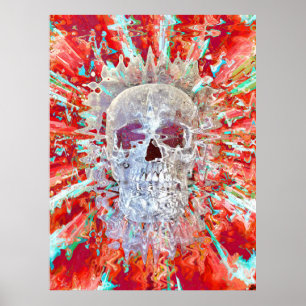 Poster Crâne Coloré Pop Art Psychédélique Œuvre d'Art Sur