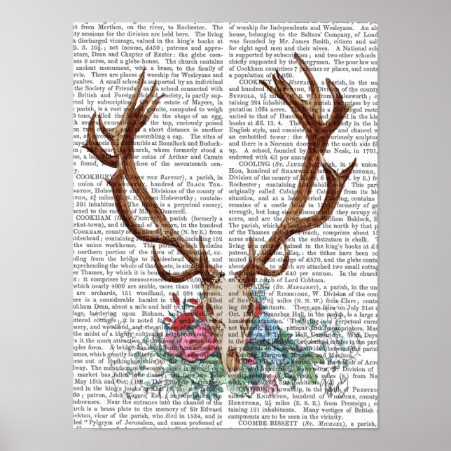 Poster Crâne de cerf aux fleurs (Devant)