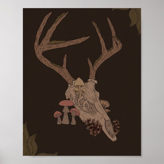 Poster crâne de cerf imprimé de carottes (Devant)