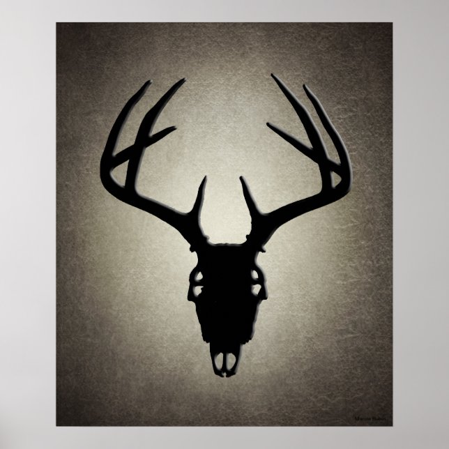 Poster Crâne de chasse aux cerfs avec Antlers (Devant)
