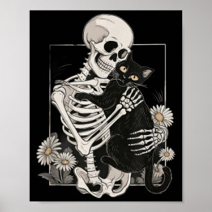 Poster Crâne de Chat Chaton Mignon Squelette Halloween Ho