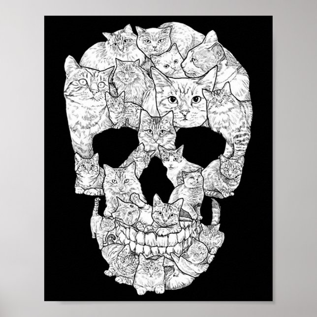 Poster Crâne de chat - Kitty Skeleton Idée de costume d'H (Devant)