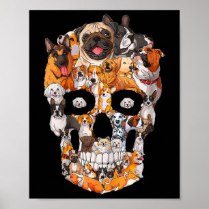 Poster Crâne de Chien Amoureux des Pattes de Chien Hallow