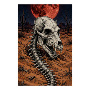 Poster Crâne de Chupacabra — Nuit du désert