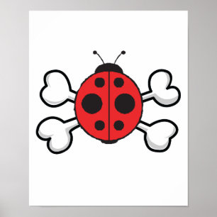 Poster crâne de coccinelle et os croisés