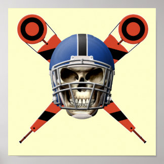 Poster Crâne de football avec casque et marqueurs de tria