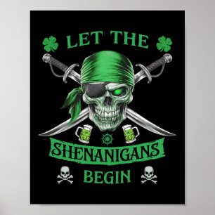 Poster Crâne de la Saint-Patrick des Pirates Hommes Laiss